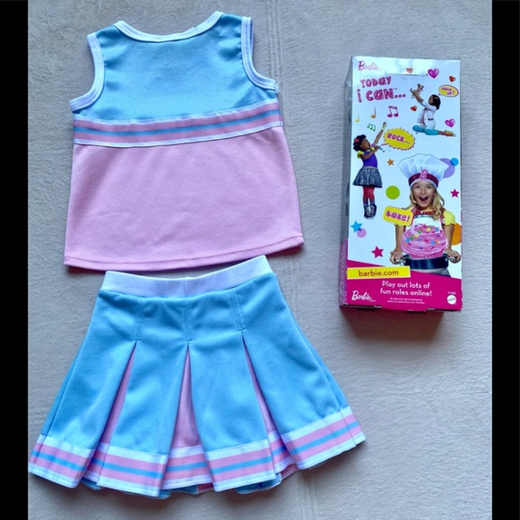 CHEERLEADER Costume, Little Girls Size S (4-6), RARE 2012 Barbie Cheer, Pom-Poms - Picture 7 of 13